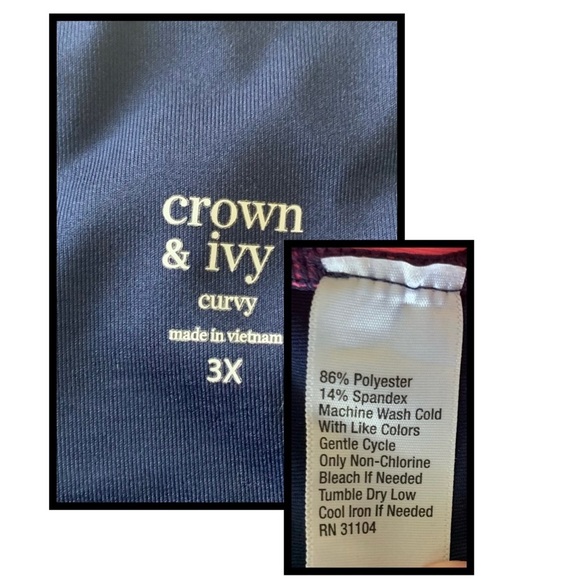 Crown & Ivy Curvy Navy Athletic Leggings w/ Pink Diagonal Band, [Sz 3X] NWOT - Picture 4 of 6